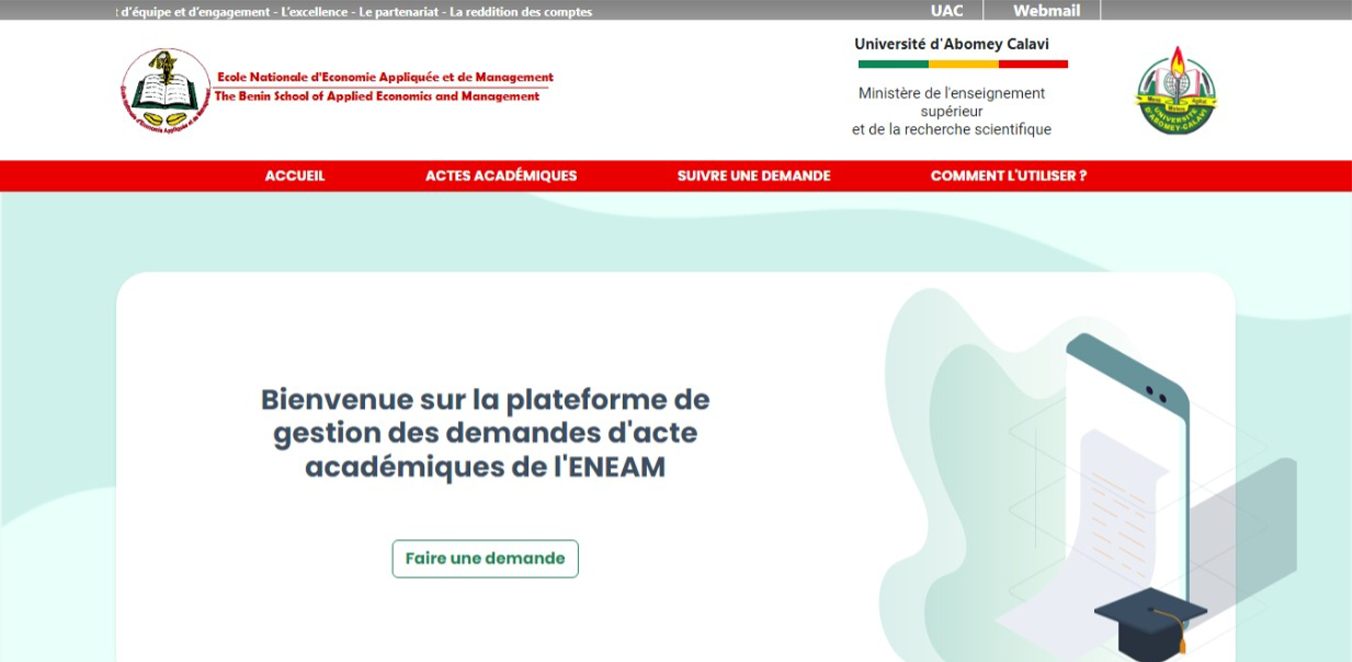 Plateforme de demande d'actes académiques